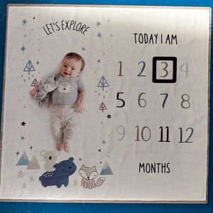 NEW Gerber Blue Monthly Milestone Blanket and Frame Set Boy